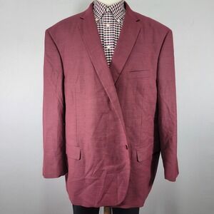 Lineage Men's Sport Coat Blazer‎ Two Button Burgundy Performance Stretch 56R
